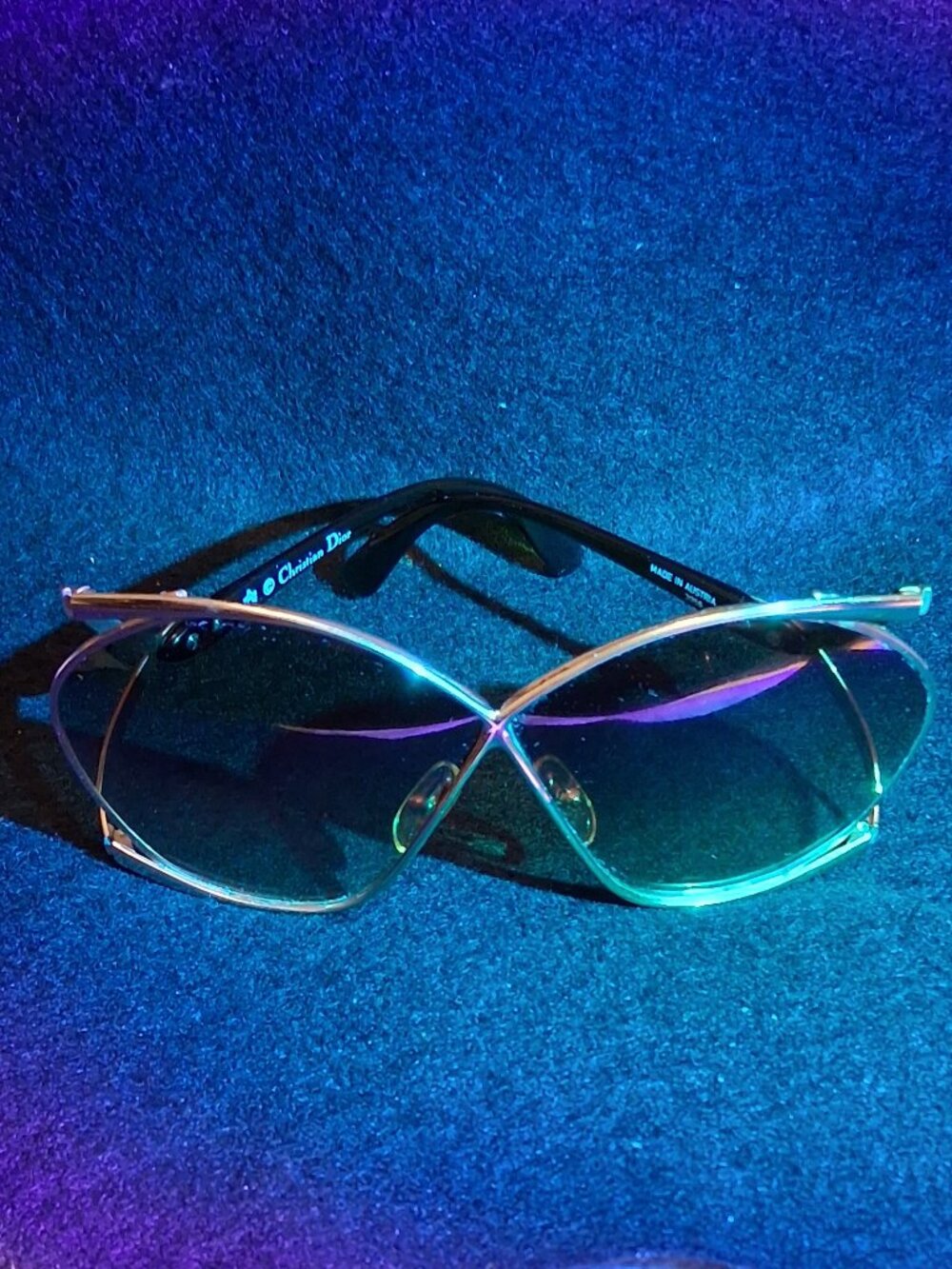 Christian Dior Vintage 70s/80s Oversized Butterfly Sunglasses 2056 Austria Gold